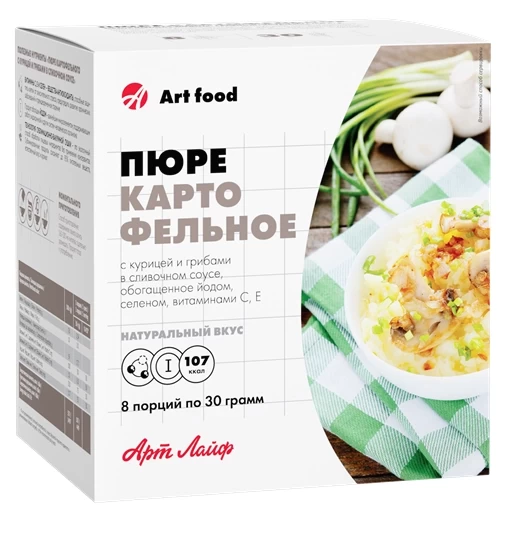 Пюре картофельное с курицей и грибами в сливочном соусе